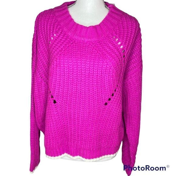 NEW! Revolve John & Jenn Loose Knit Crew Neckline Barbiecore Soft Girl Sz L - Picture 1 of 12